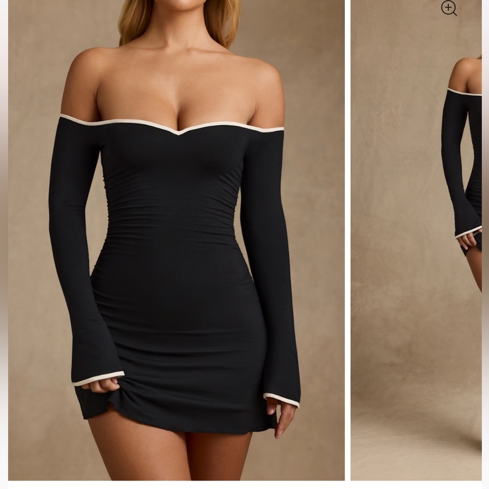 Oh Polly Elegant Off-Shoulder Black Dress